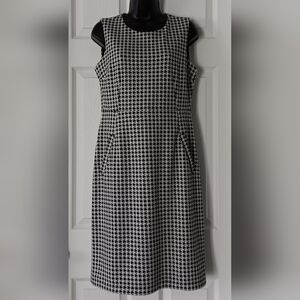 Lands' End Black and White Houndstooth Dress with Pockets Size 6 - Preowned